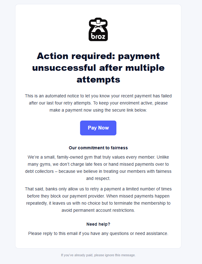 Fifth attempt failed notice Fifth attempt failed notice