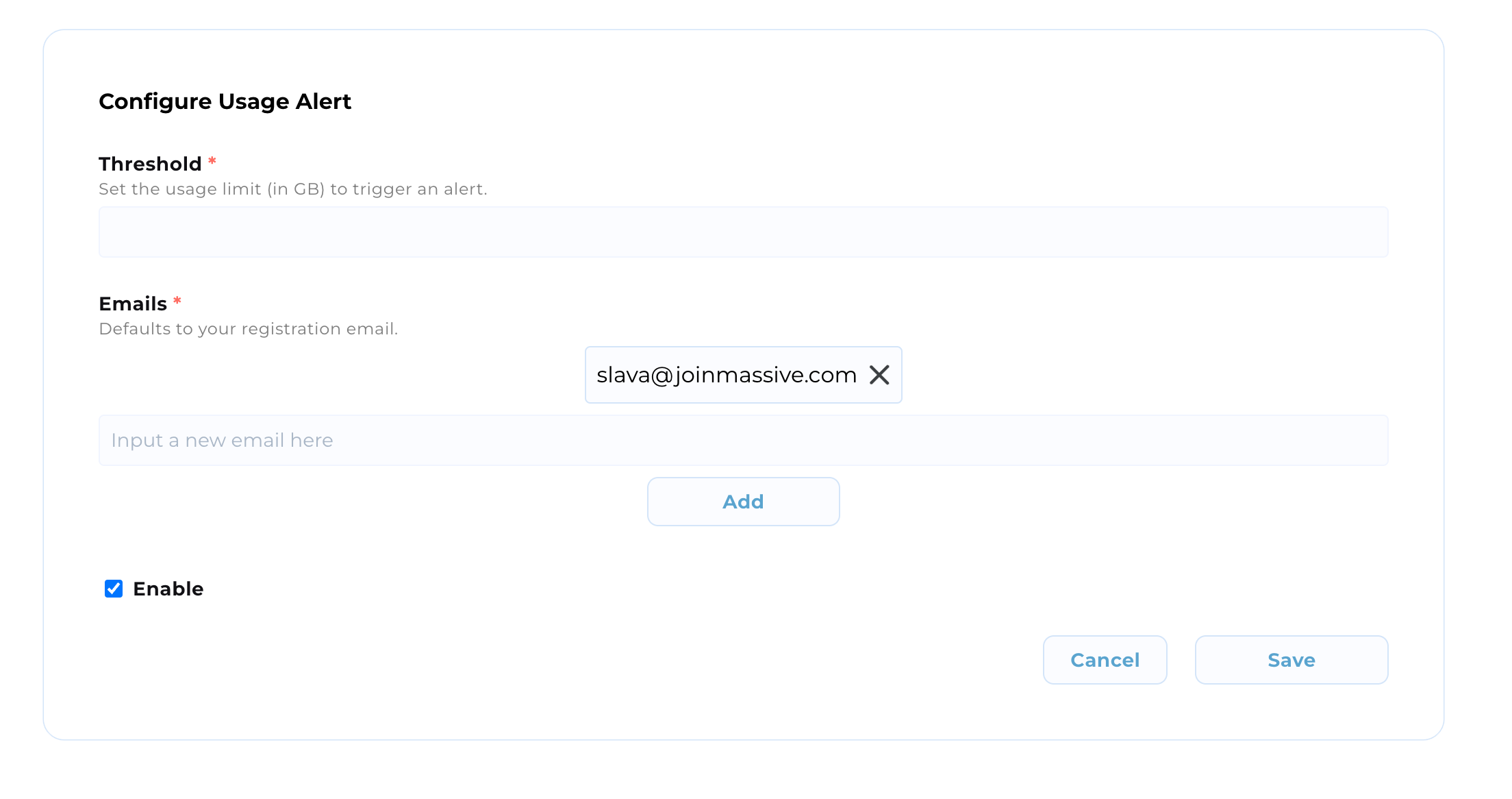 Initial Usage Alert Form
