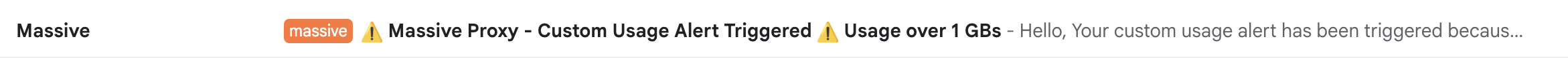 Email 1 Usage Alert