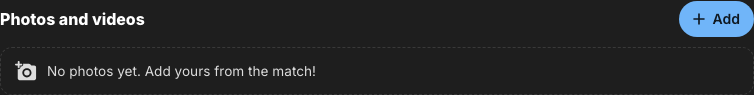 Empty Photos and videos section with the Add button