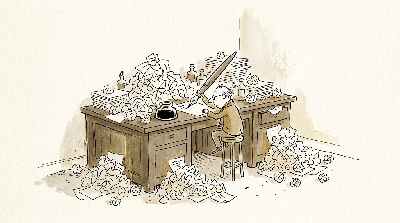 A clean writing workspace with editorial context