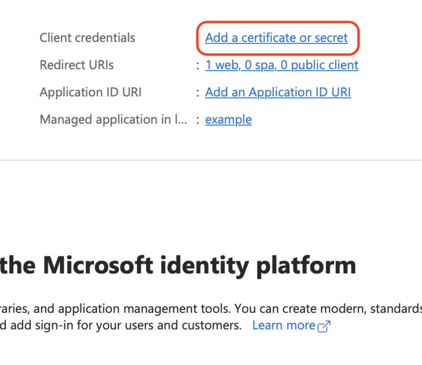 Add certificate or secret