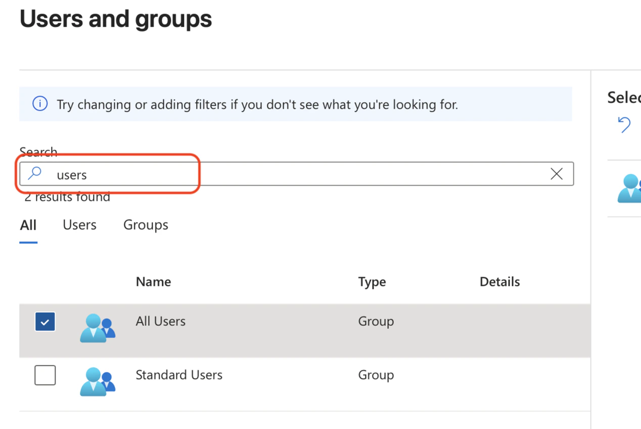 Search and add users
