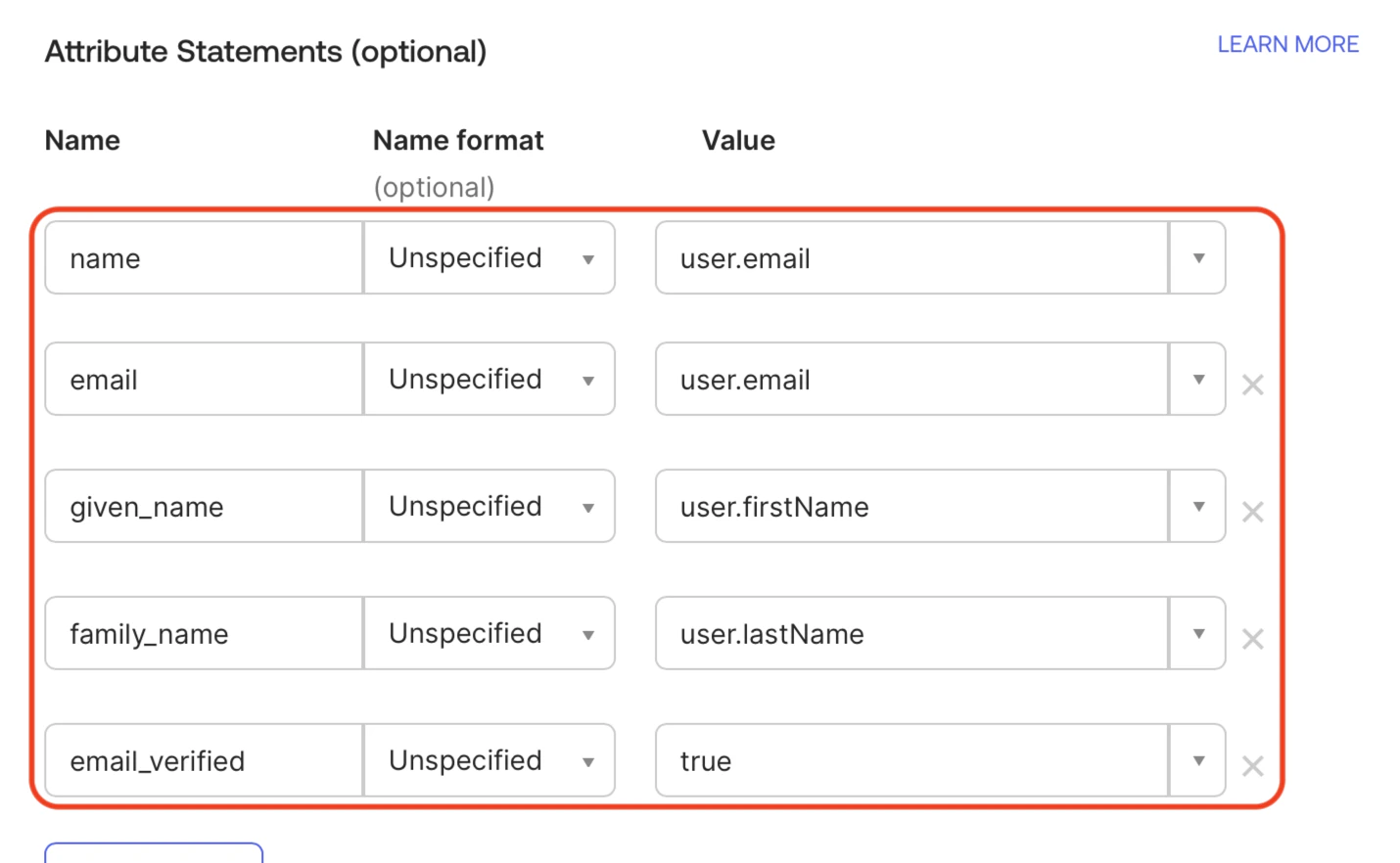 Attribute statements