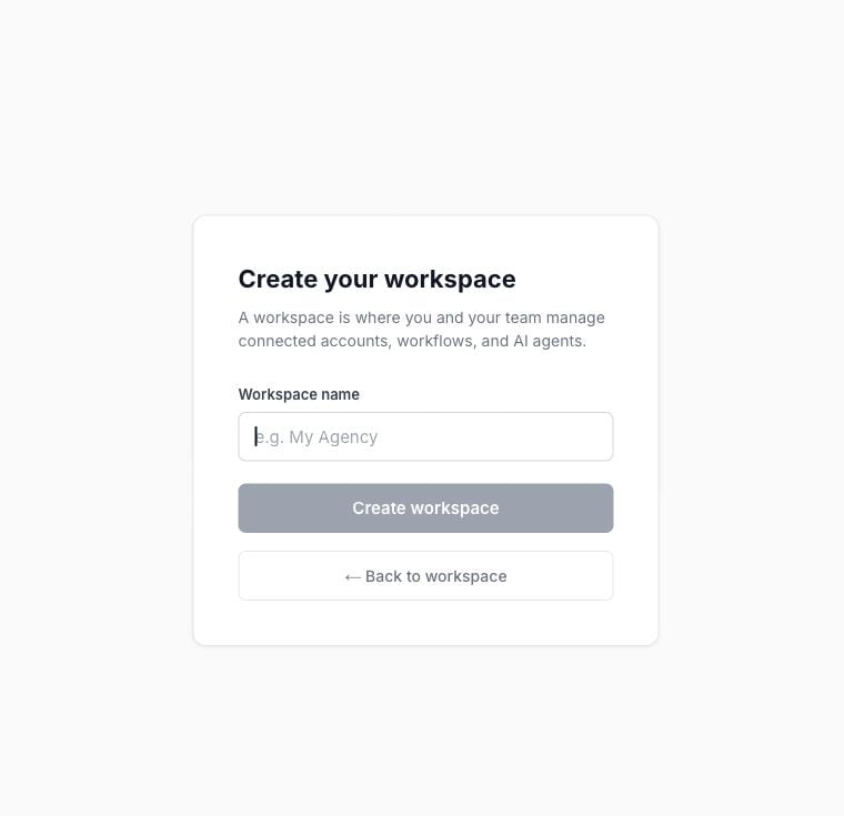 Blank workspace creation form in Nerve