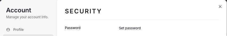 Account Security heading and password controls, cropped to exclude device information