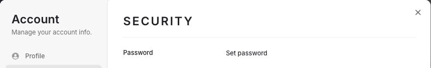 Account Security heading and password controls, cropped to exclude device information
