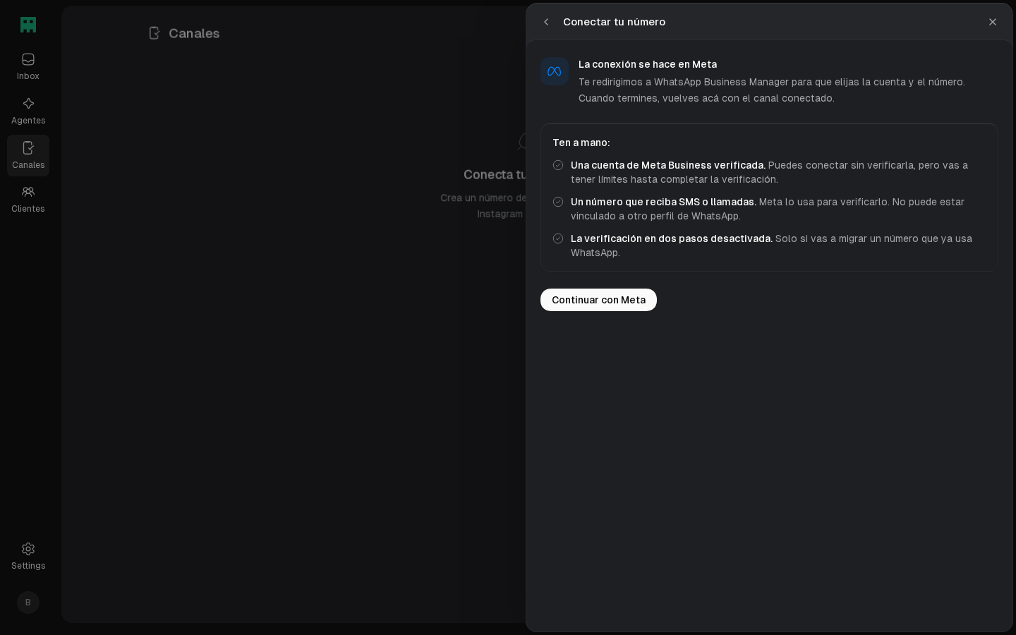 Requisitos para conectar un número de WhatsApp