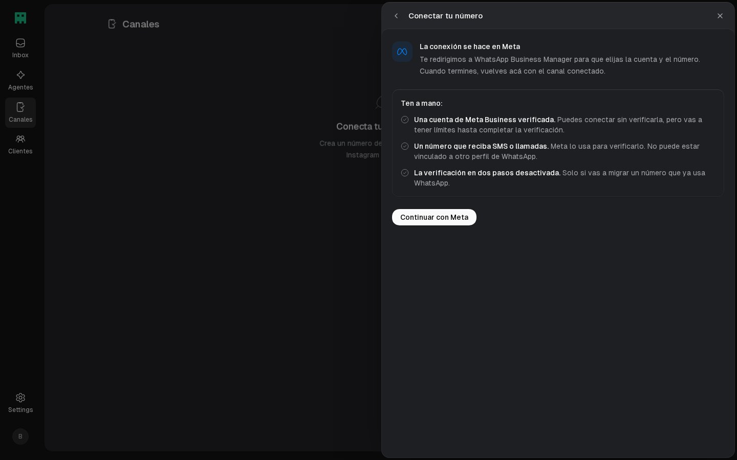 Requisitos para conectar un número de WhatsApp