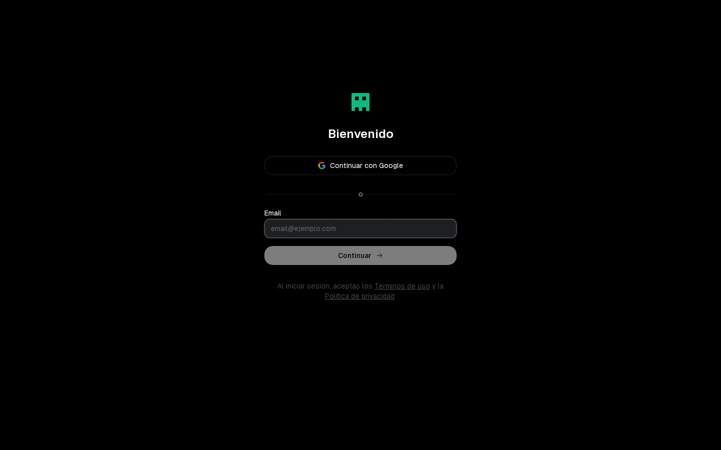 Pantalla de inicio de sesión de Max
