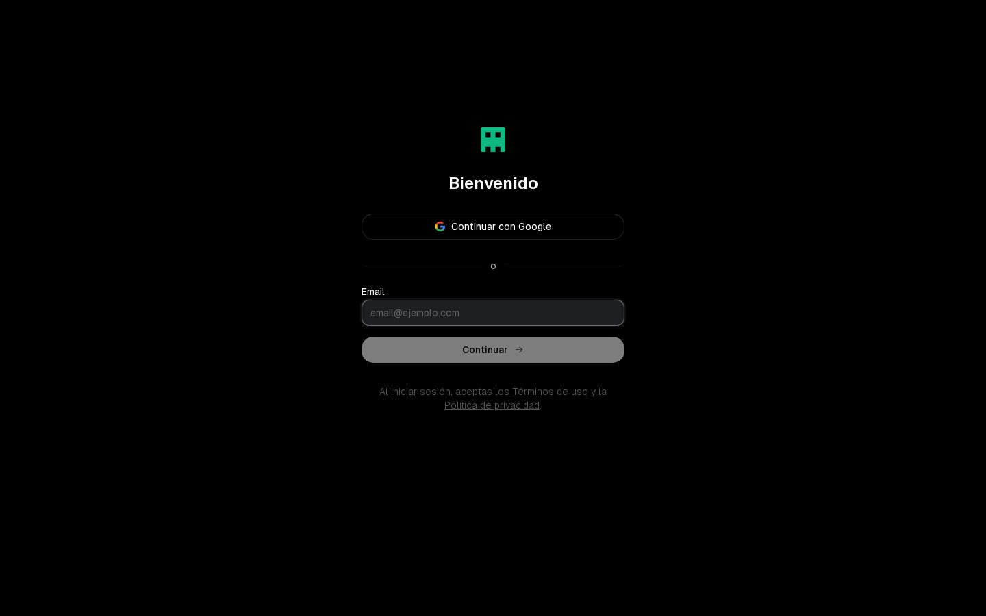 Pantalla de inicio de sesión de Max