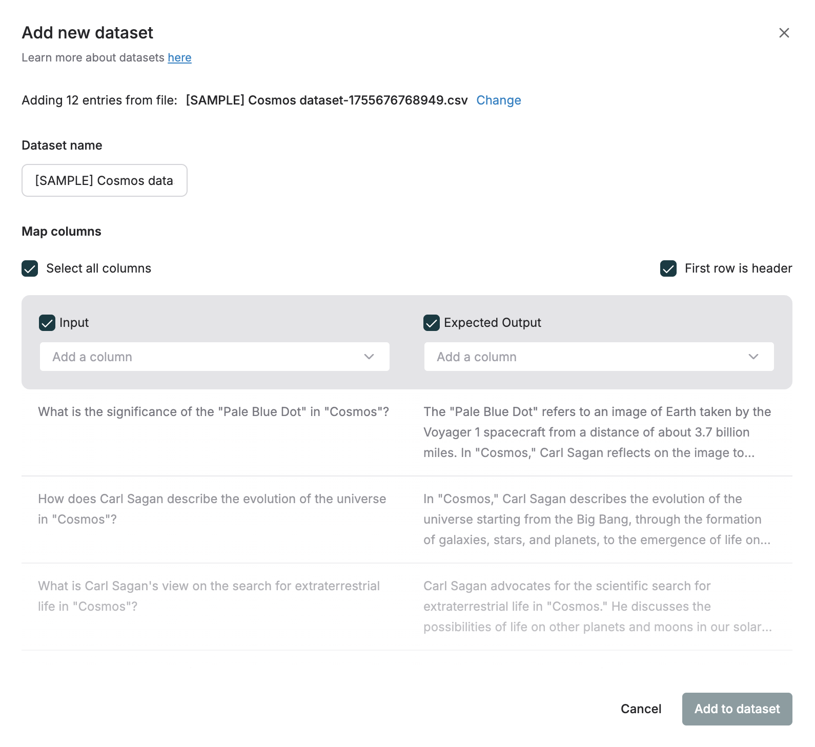 Create dataset with csv