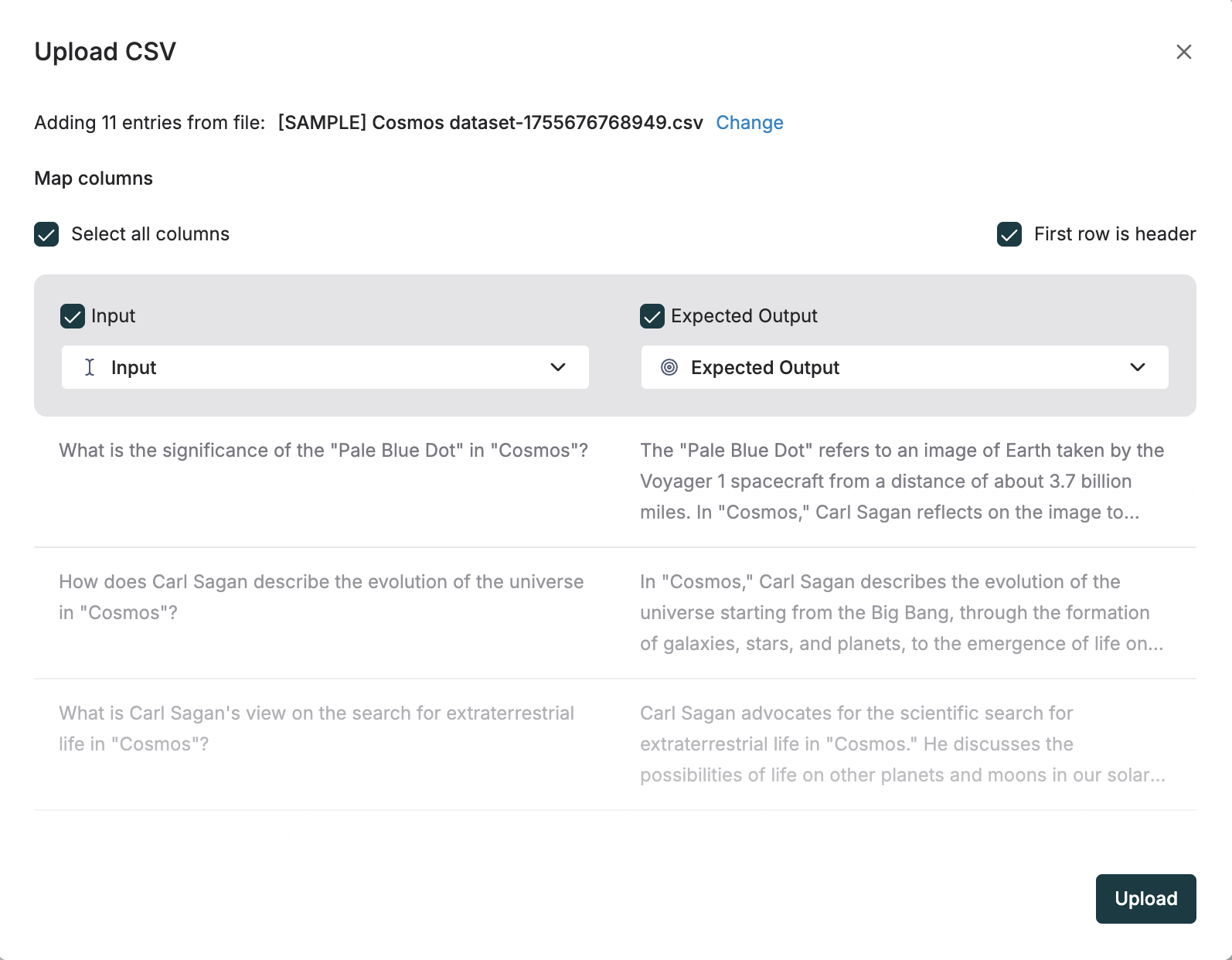 Add Dataset Entries with csv