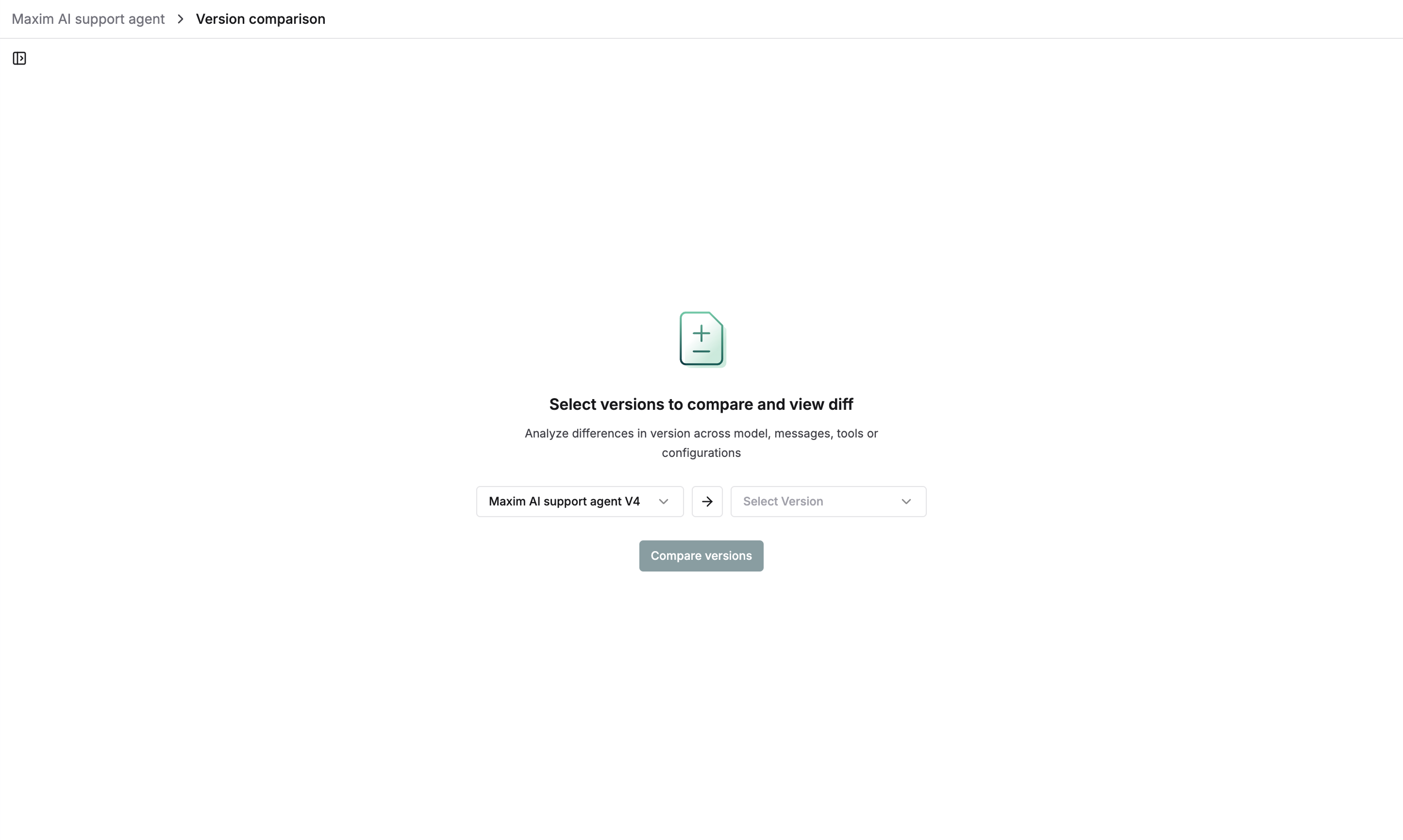 Version selection interface