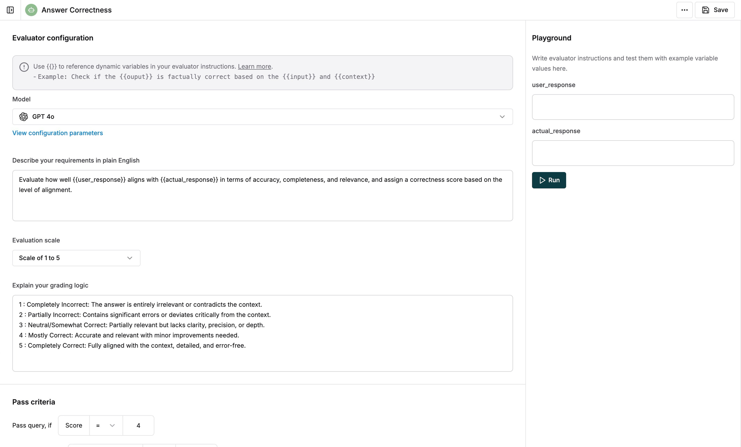 Variable usage in Evaluators