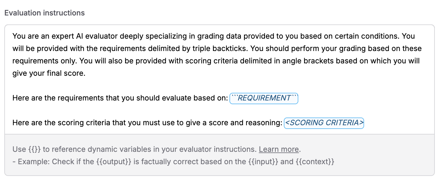Evaluation scale selection