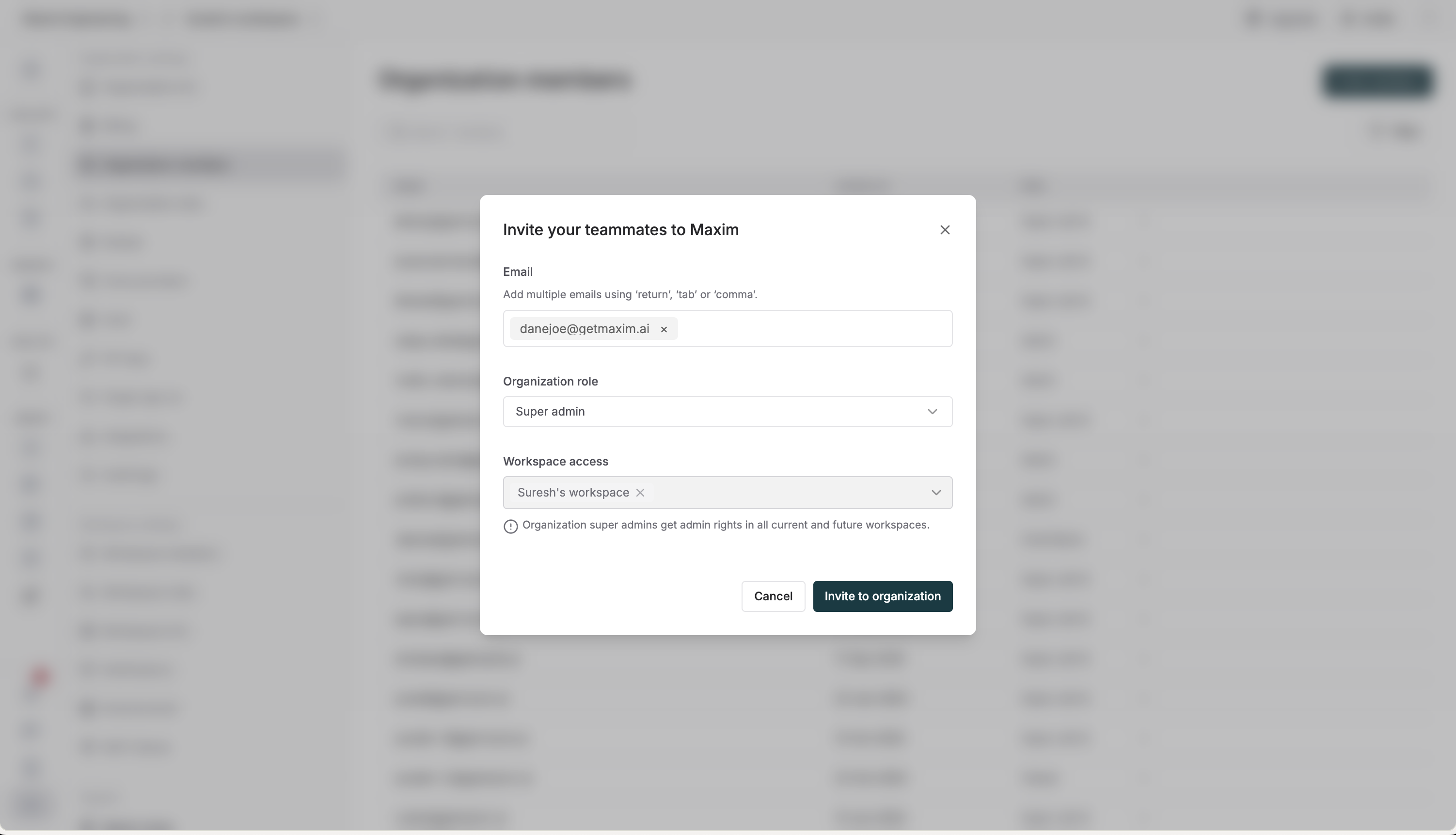 Add user to organization