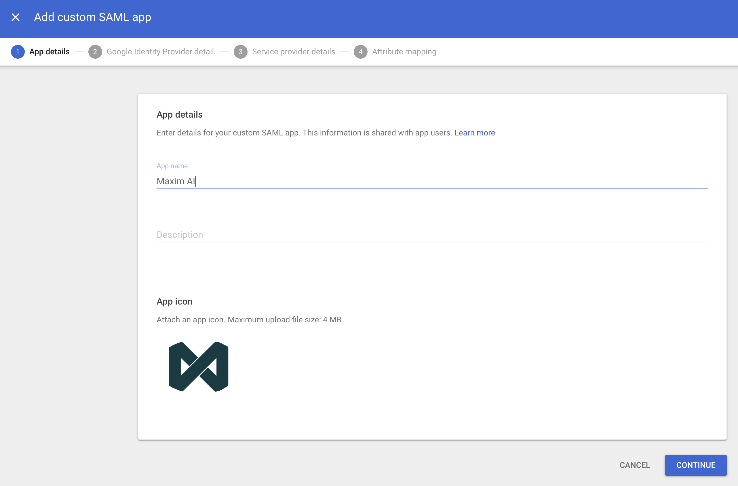 Enter application details