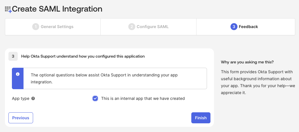 Okta Support settings