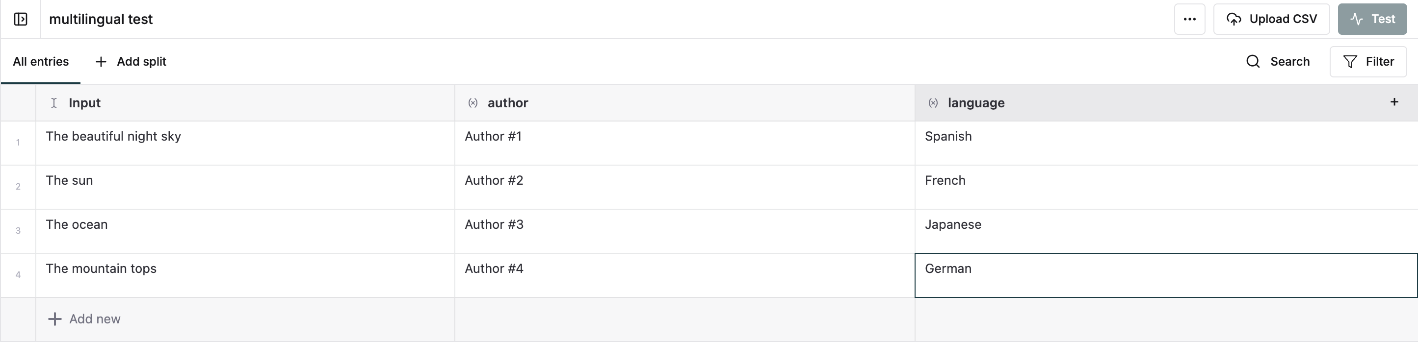 Dataset with custom variables