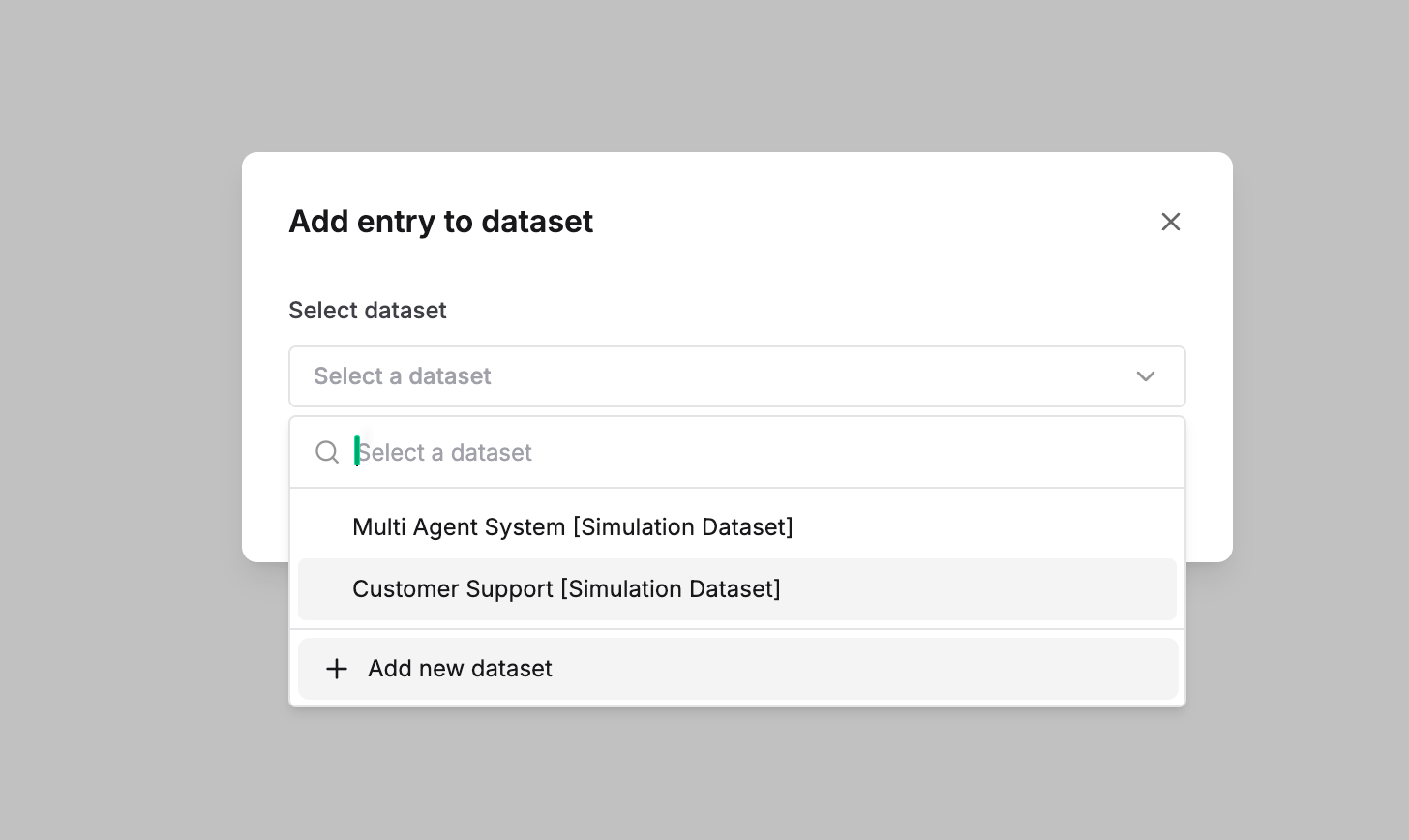 Add to dataset dialog