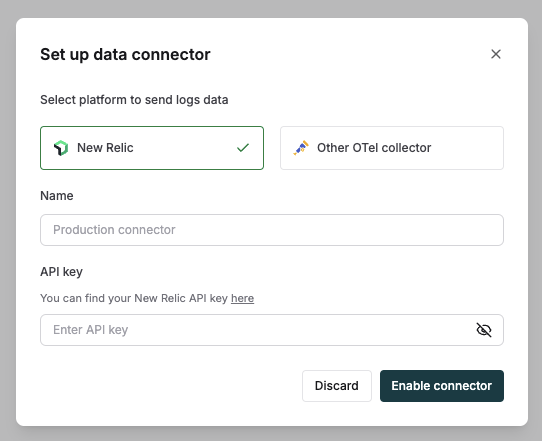 Configure your New Relic connection settings