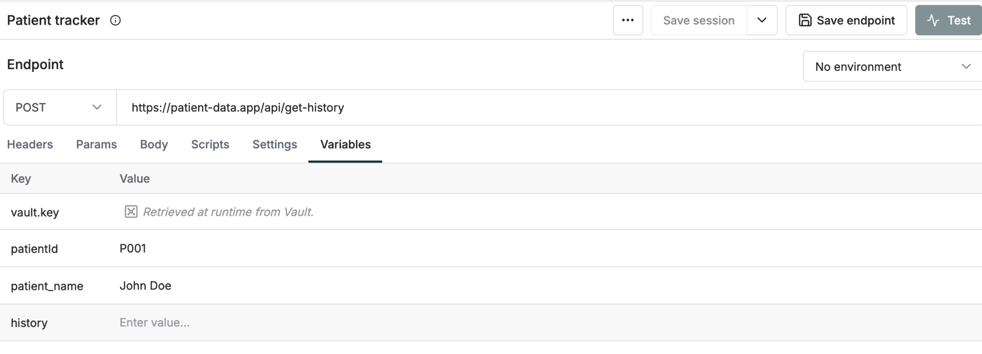 Variables in http endpoint