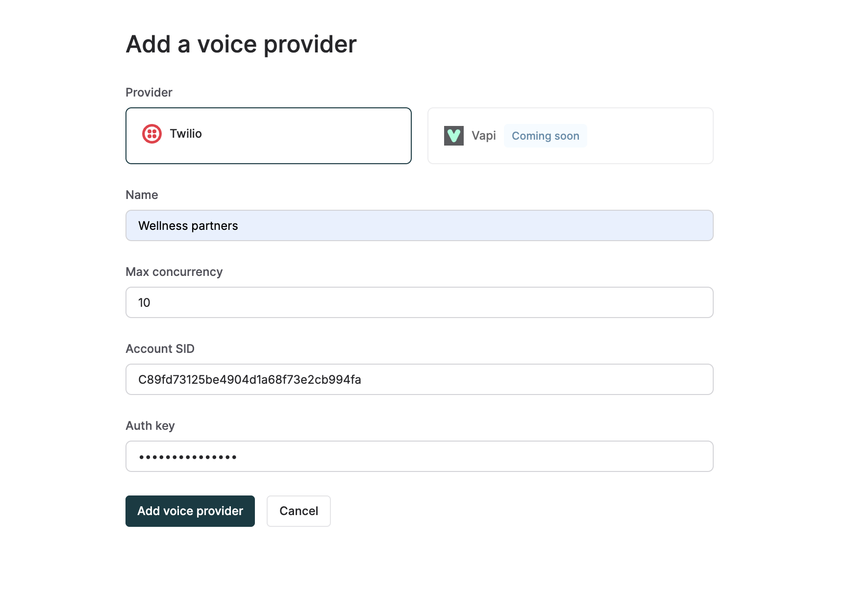 Voice Provider Configuration