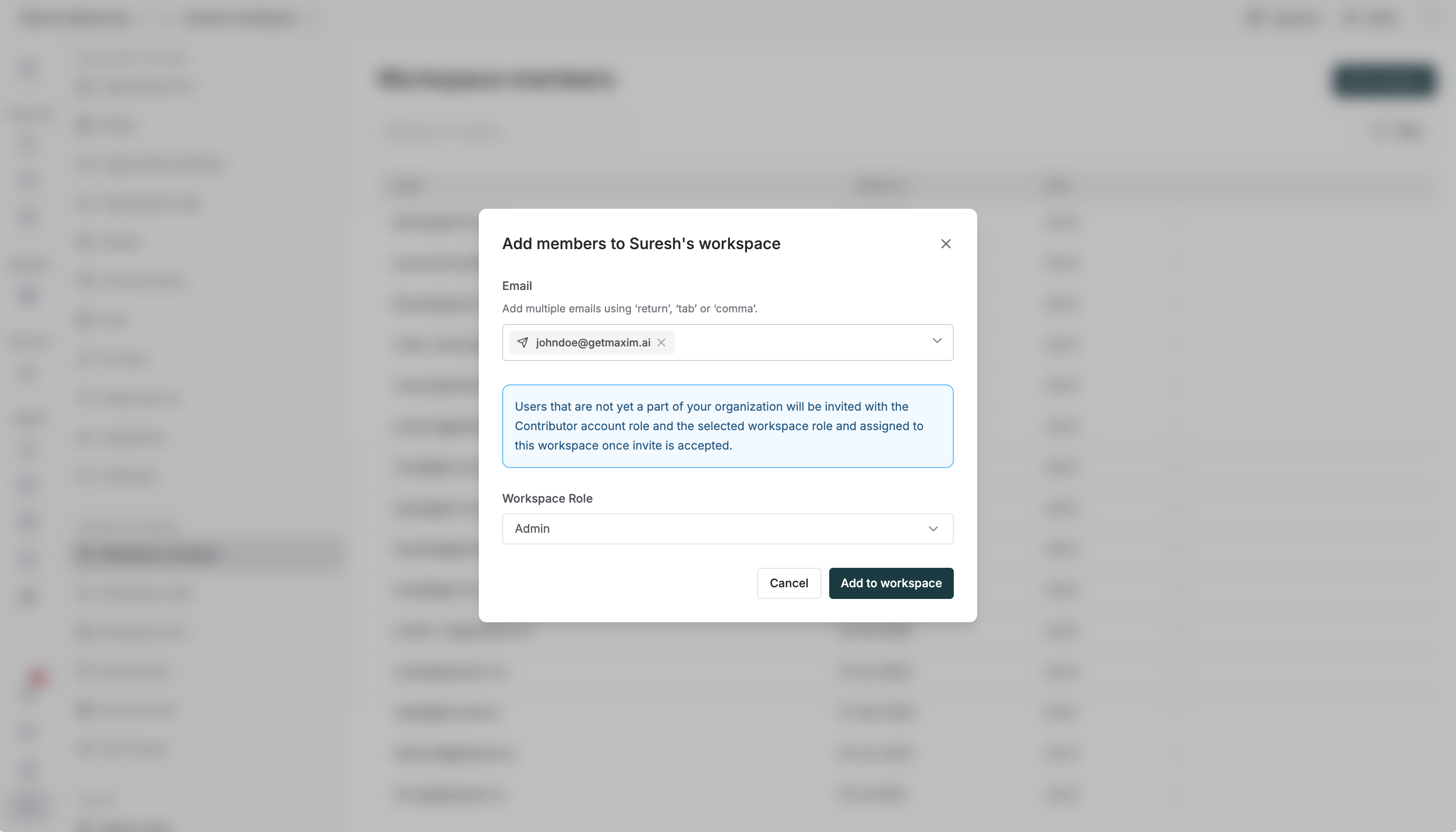 Invite workspace members