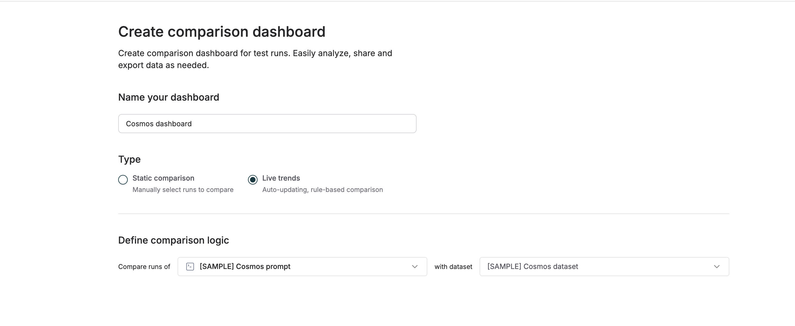 Live trends dashboard