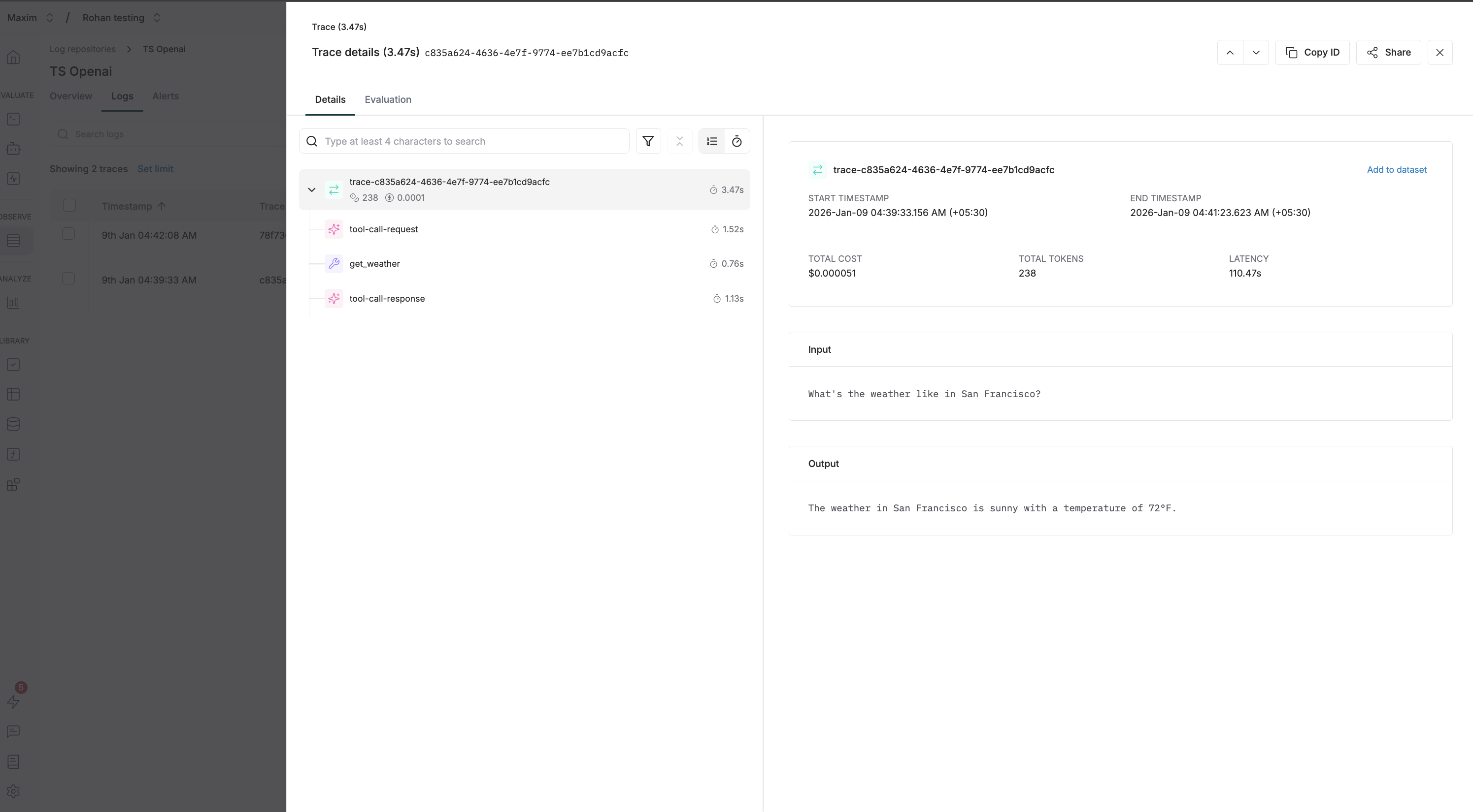 Chat Completions Trace