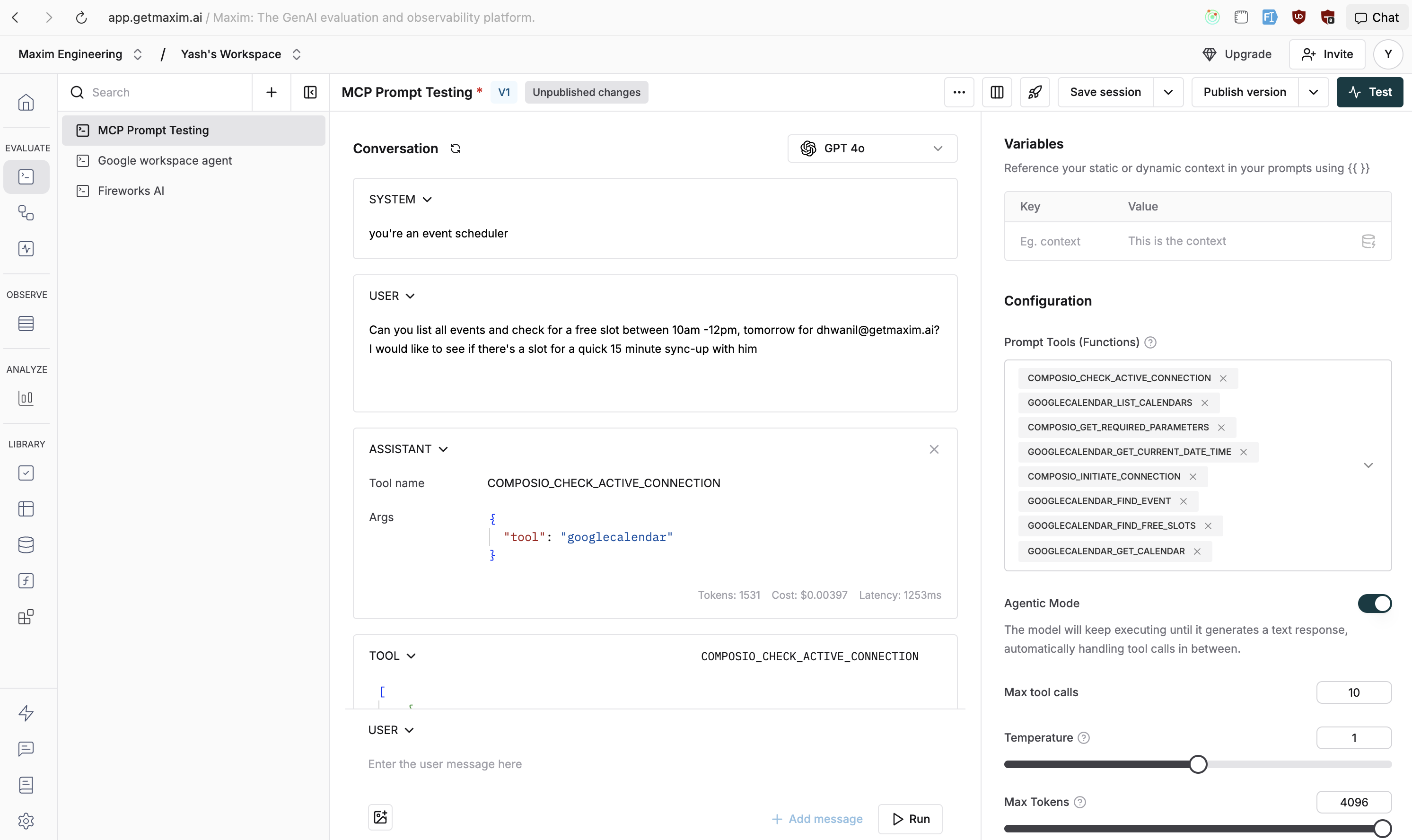 Execute MCP tools