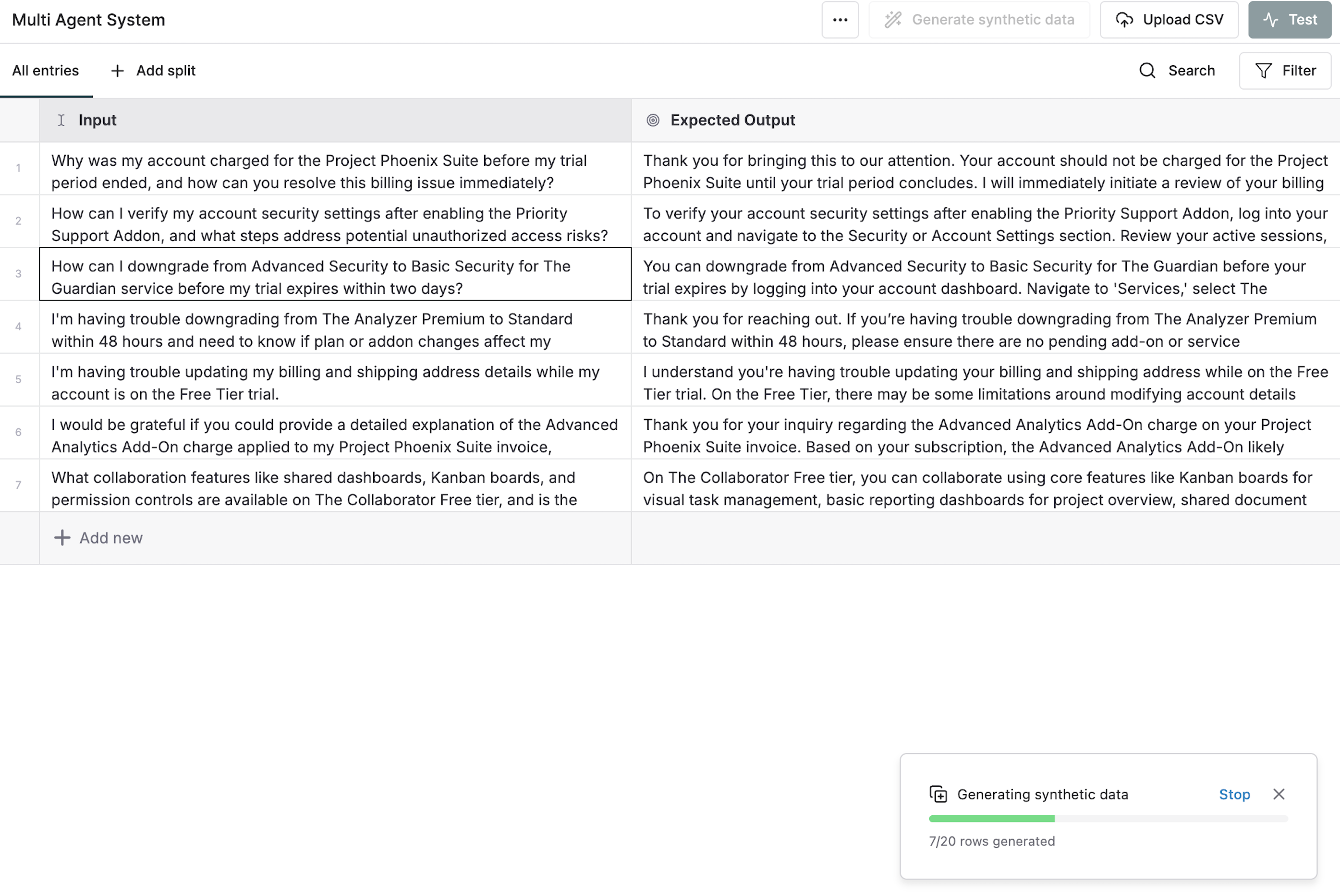 Progress indicator showing generation status with progress bar
