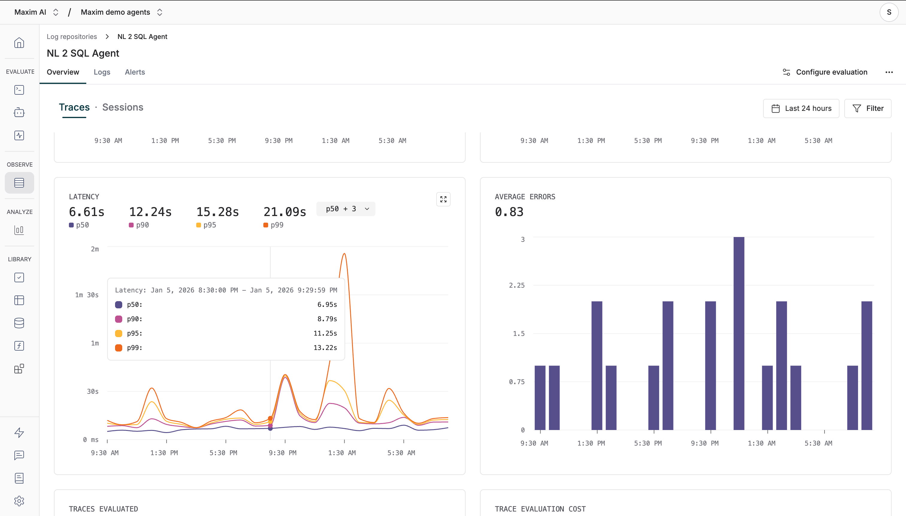 Screenshot of evaluation overview
