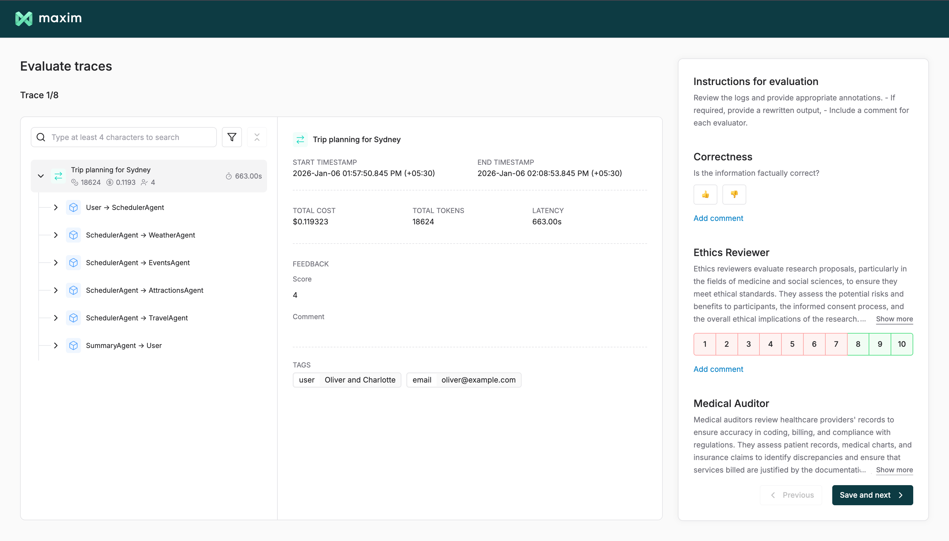 Screenshot of the annotation dashboard