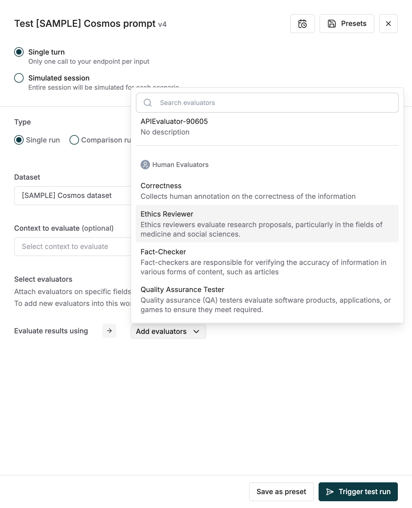 Create human evaluator
