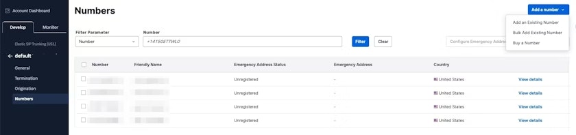 Twilio - Move Numbers Configuration