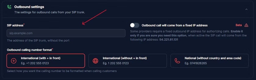 Zadarma - Outbound Settings Configuration