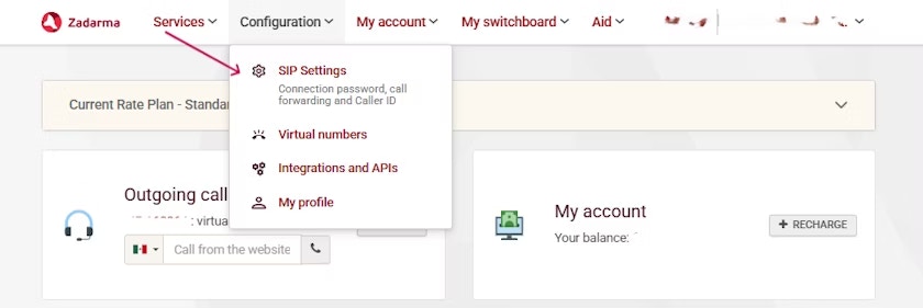 Zadarma - SIP Settings Configuration