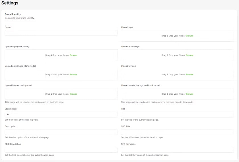 Brand Identity Settings