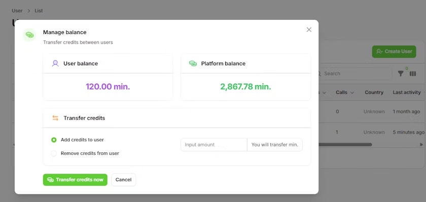 Transfer Credits Interface