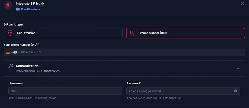 Integração SIP Direct Number