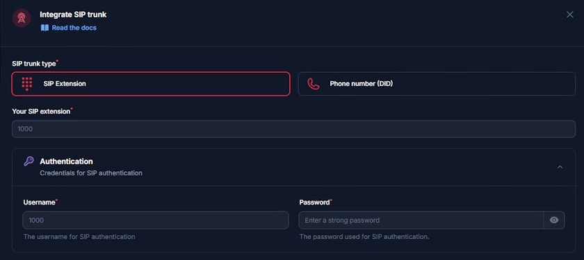 Integração SIP Extension