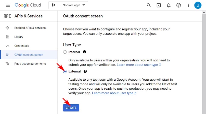 Google Create Button
