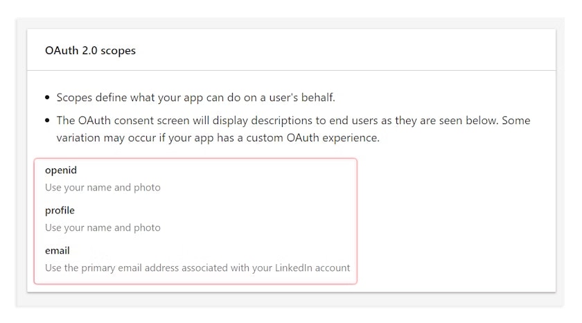 LinkedIn OAuth Scopes
