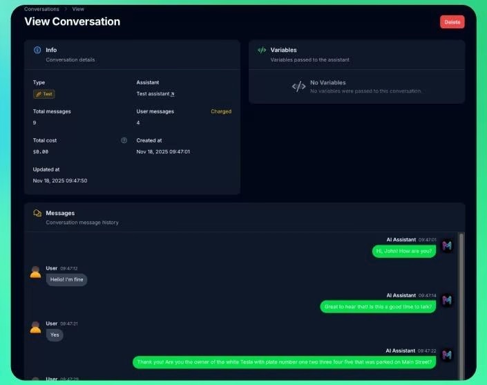 Visualização da conversa