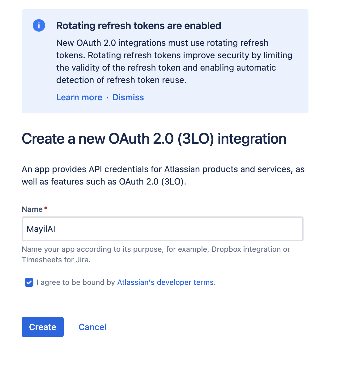 New OAuth App