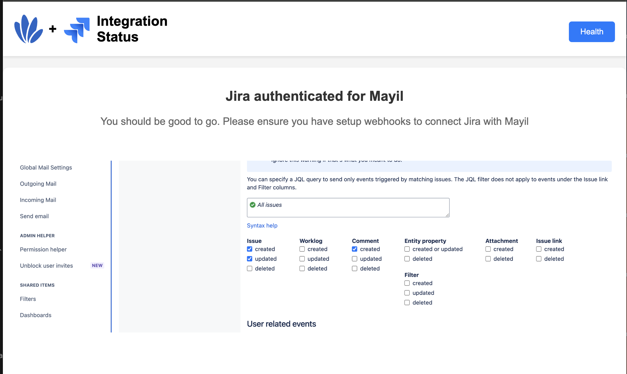 full completed Jira integration