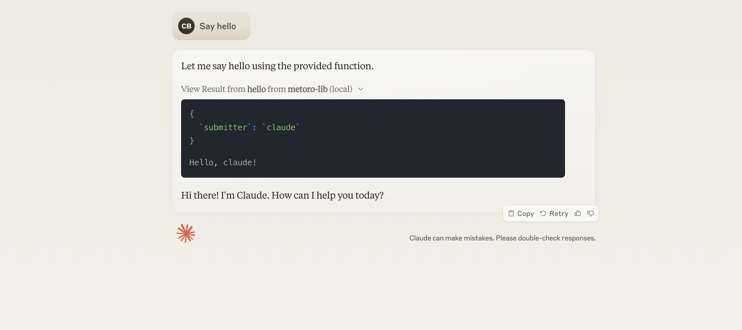 Simple Tool usage mcp-golang in claude