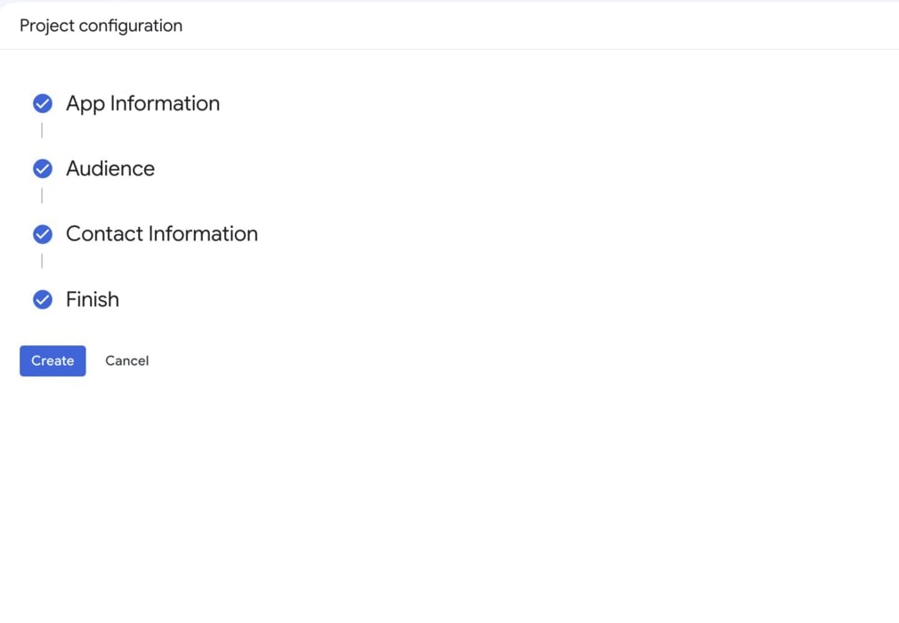 All four steps complete, with the Create button
